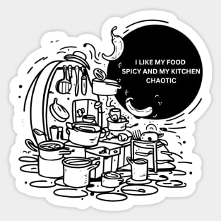 spicy food and chaotic kitchen, Cooking Sticker